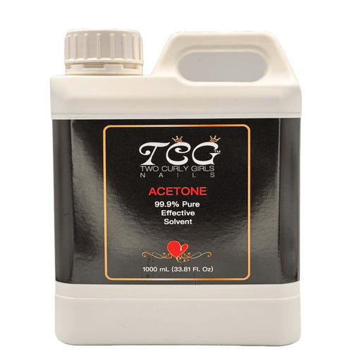 Bottle of TCG Two Curly Girls Nails Acetone on a white background