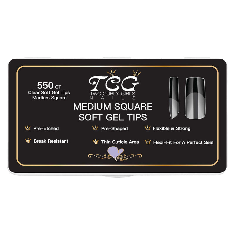 Soft Gel Nail Tips Medium Square (550pcs) | TCG Nail Tips NZ